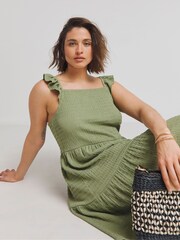 Simply Be Green Textured Jersey Smock Dress - Image 2 of 4