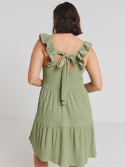 Simply Be Green Textured Jersey Smock Dress - Image 3 of 4