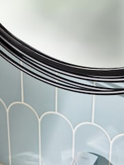 Black Contemporary Wire Round Mirror Wall Cabinet - Image 3 of 9