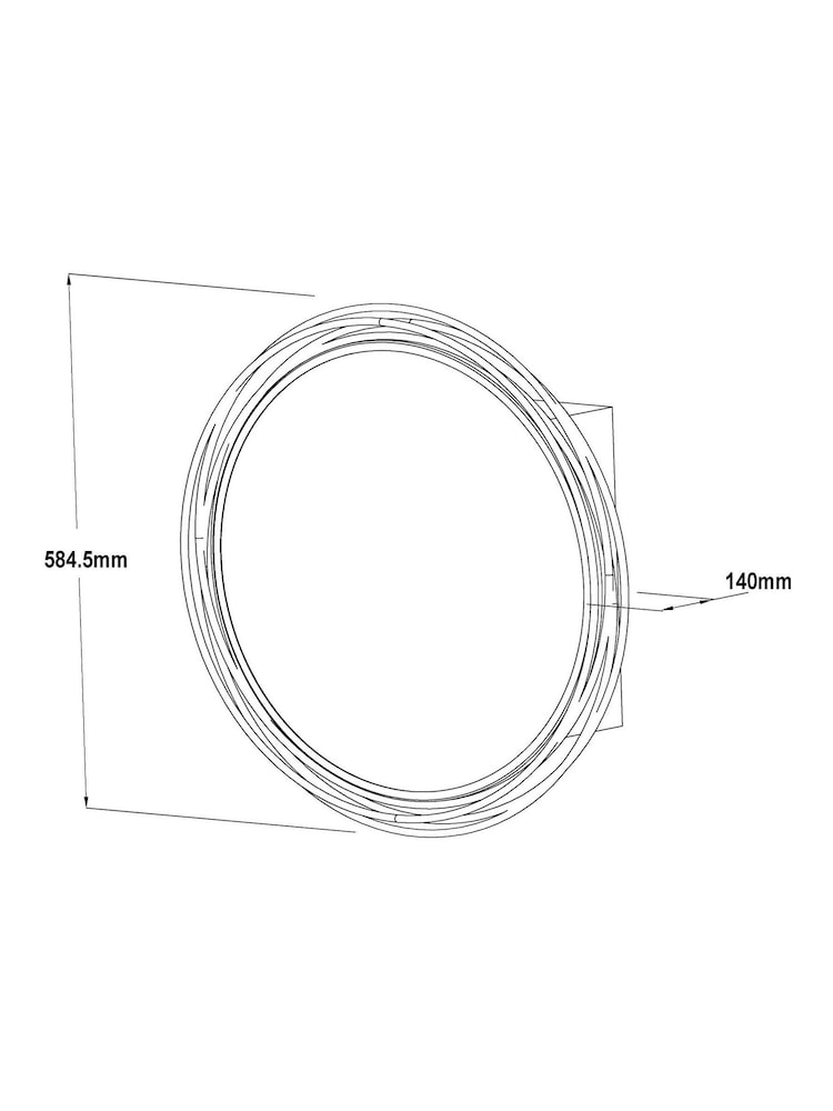 Black Contemporary Wire Round Mirror Wall Cabinet - Image 4 of 9