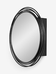 Black Contemporary Wire Round Mirror Wall Cabinet - Image 5 of 9