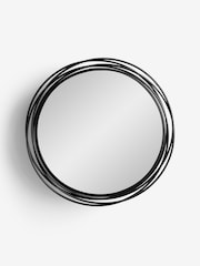 Black Contemporary Wire Round Mirror Wall Cabinet - Image 6 of 9