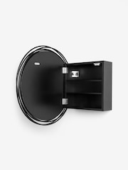 Black Contemporary Wire Round Mirror Wall Cabinet - Image 7 of 9