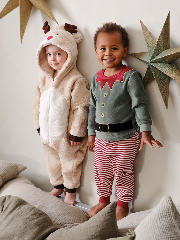 JoJo Maman Bébé Brown Christmas All-In-One - Image 2 of 6