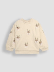 JoJo Maman Bébé Natural Reindeer Sweatshirt - Image 2 of 4