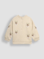 JoJo Maman Bébé Natural Reindeer Sweatshirt - Image 3 of 4