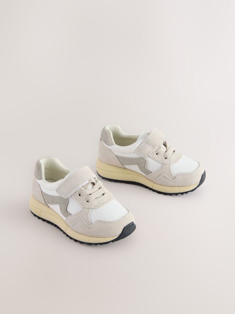 Grey Touch Fastening Elastic Lace Retro Trainers - Image 1 of 5