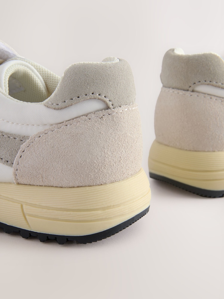 Grey Touch Fastening Elastic Lace Retro Trainers - Image 4 of 5