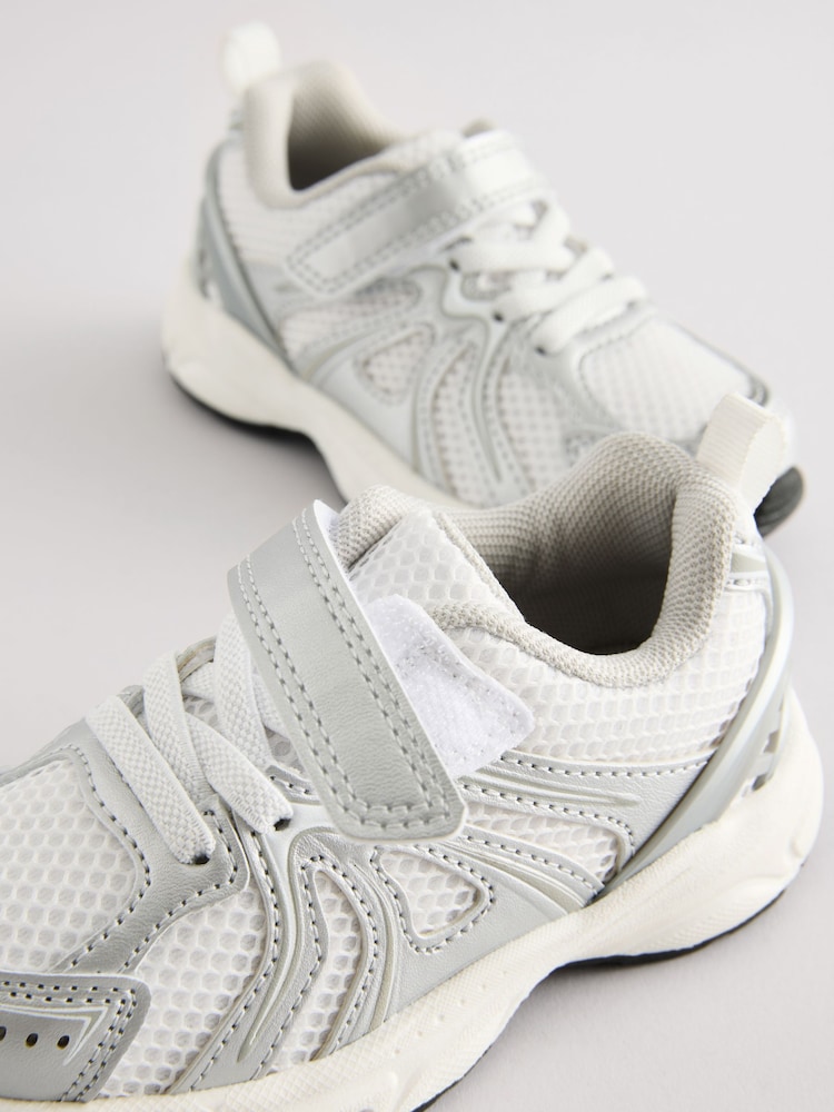 White/Silver Touch Fastening Mesh Trainers - Image 3 of 5