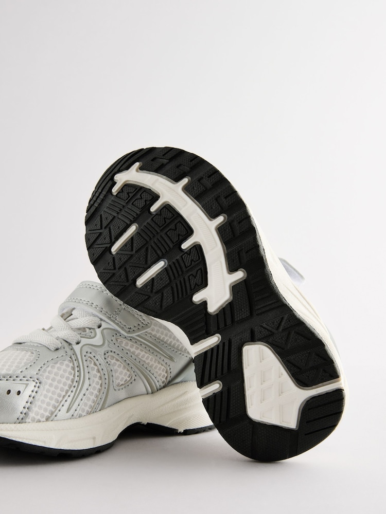White/Silver Touch Fastening Mesh Trainers - Image 4 of 5