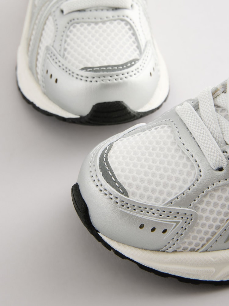 White/Silver Touch Fastening Mesh Trainers - Image 5 of 5 White/Silver Touch Fastening Mesh Trainers - Image 5 of 5