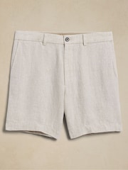 Серо-коричневый - Banana Republic Lino Slim Fit 100% Linen 7"" Shorts - Image 4 of 4