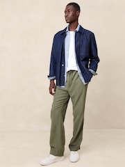 Banana Republic Green Tencel-Linen Pull On Trousers - Image 1 of 3