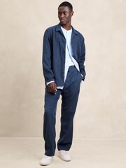 Banana Republic Blue Tencel-Linen Pull On Trousers - Image 1 of 1