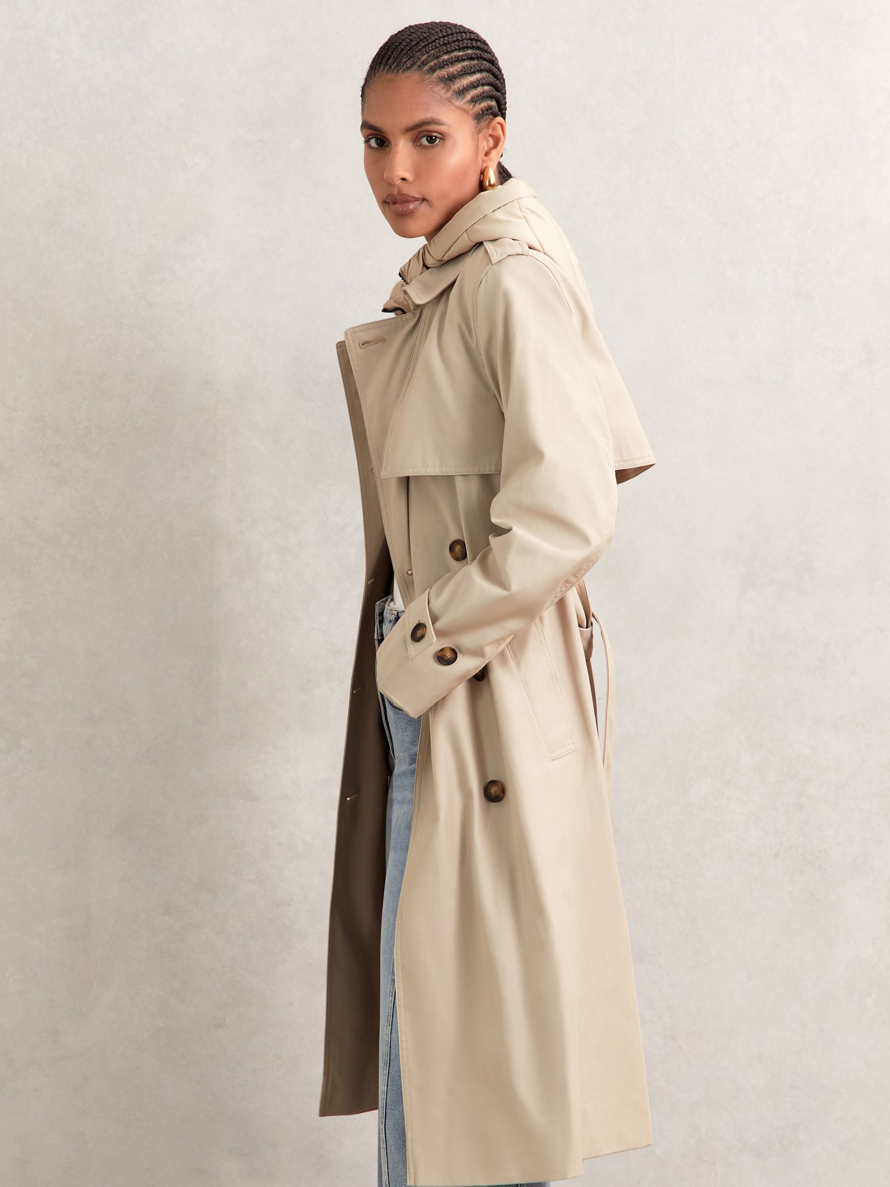 Buy Reiss Stone Azura Hooded Insert Trench Coat from Next USA
