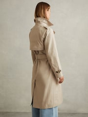 Reiss Stone Double Breasted Hooded Insert Trench Coat - Image 4 of 5