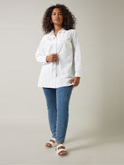 Evans Curve Embroidered Floral 100% Cotton White Shirt - Image 2 of 5