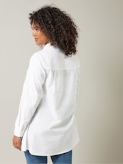Evans Curve Embroidered Floral 100% Cotton White Shirt - Image 3 of 5