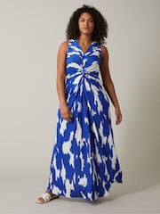 Evans Blue Printed Twist Dress - Image 1 of 5