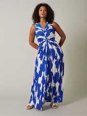Evans Blue Printed Twist Dress - Image 3 of 5
