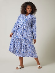 Evans Abstract Long Sleeve Shirt White Dress - Image 2 of 6