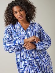 Evans Abstract Long Sleeve Shirt White Dress - Image 5 of 6