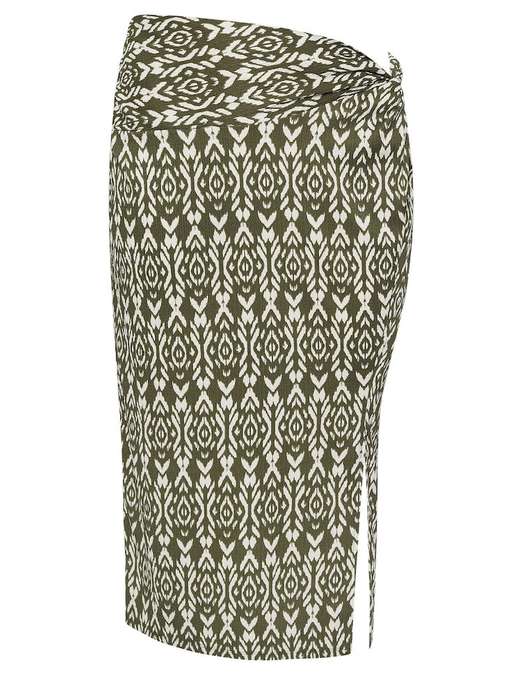 Evans Olive Green Ikat Crinkle Midi Skirt - Imagen 5 de 5 Evans Olive Green Ikat Crinkle Midi Skirt - Imagen 5 de 5