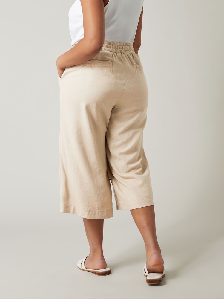 Evans Linen Blend Cropped Trousers - Image 3 of 3