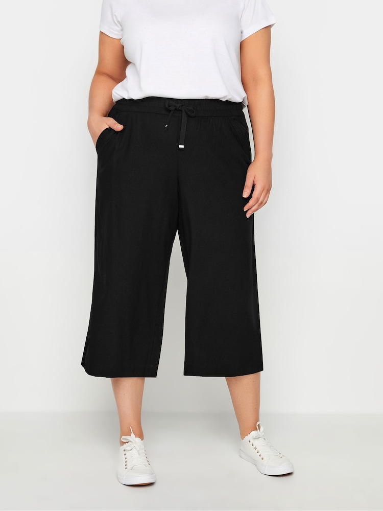 Evans Linen Blend Cropped Trousers - Image 1 of 2