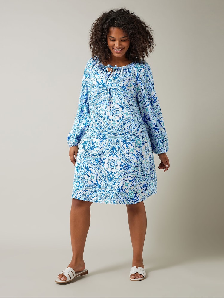 Evans Tile Tunic White Dress - Image 1 of 6