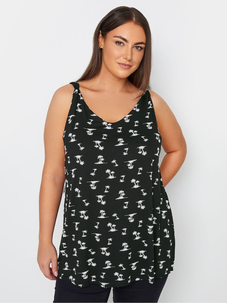 Schwarz - Shoulder Knot Printed Vest Top - Bild 1 von 4