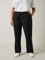 Evans Curve Wide Leg Jersey Black Trousers - Image 1 of 5