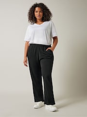 Evans Curve Wide Leg Jersey Black Trousers - Image 2 of 5