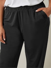 Evans Curve Wide Leg Jersey Black Trousers - Image 4 of 5