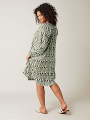 Evans Olive Green Ikat Crinkle Midi Dress - Image 3 of 5