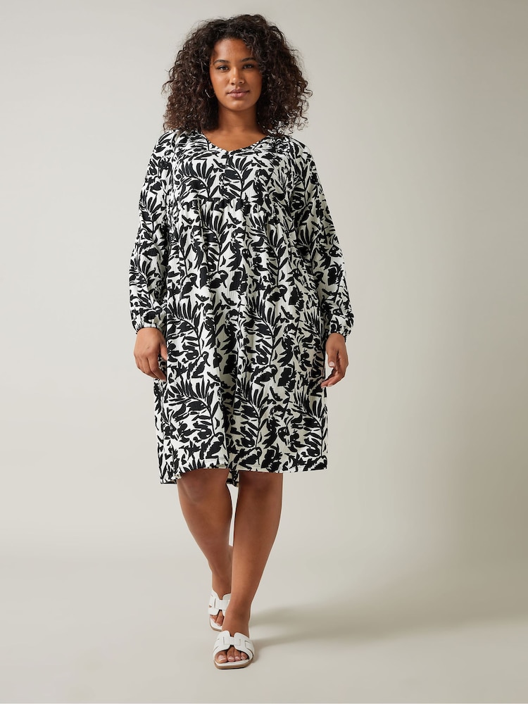 Evans Floral Crinkle Midi White Dress - Image 1 of 6