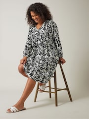 Evans Floral Crinkle Midi White Dress - Image 2 of 6