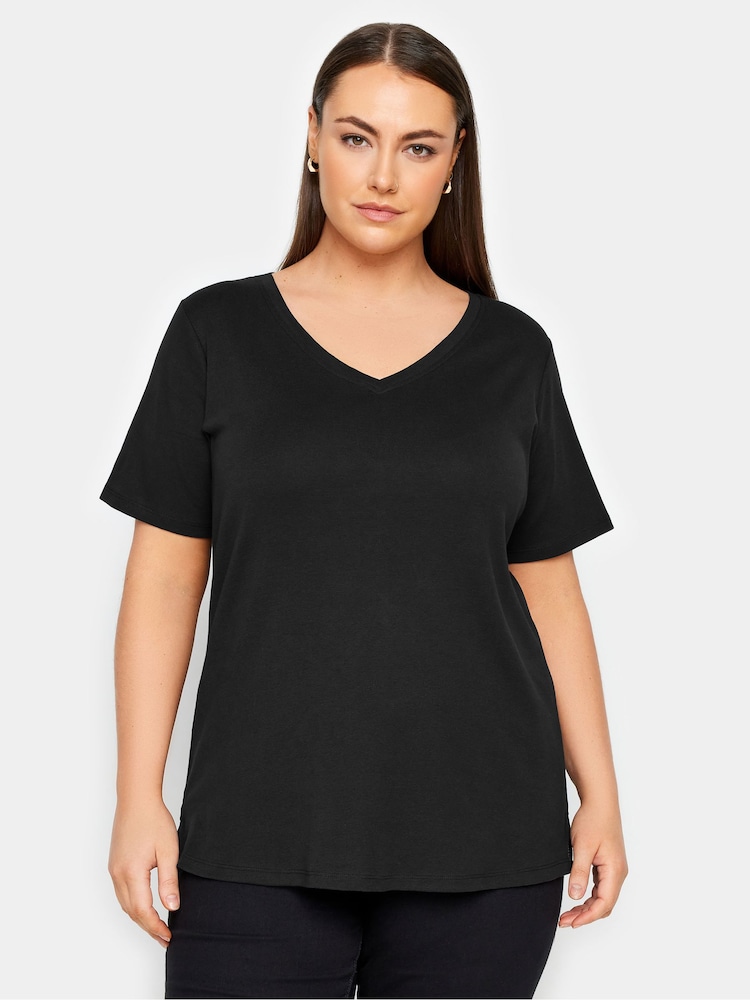 Evans 100% Cotton V-Neck T-Shirt - Image 1 of 1 Evans 100% Cotton V-Neck T-Shirt - Image 1 of 1