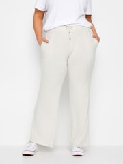 Evans Cream Soft Touch Wide Leg Trousers - Image 1 of 2