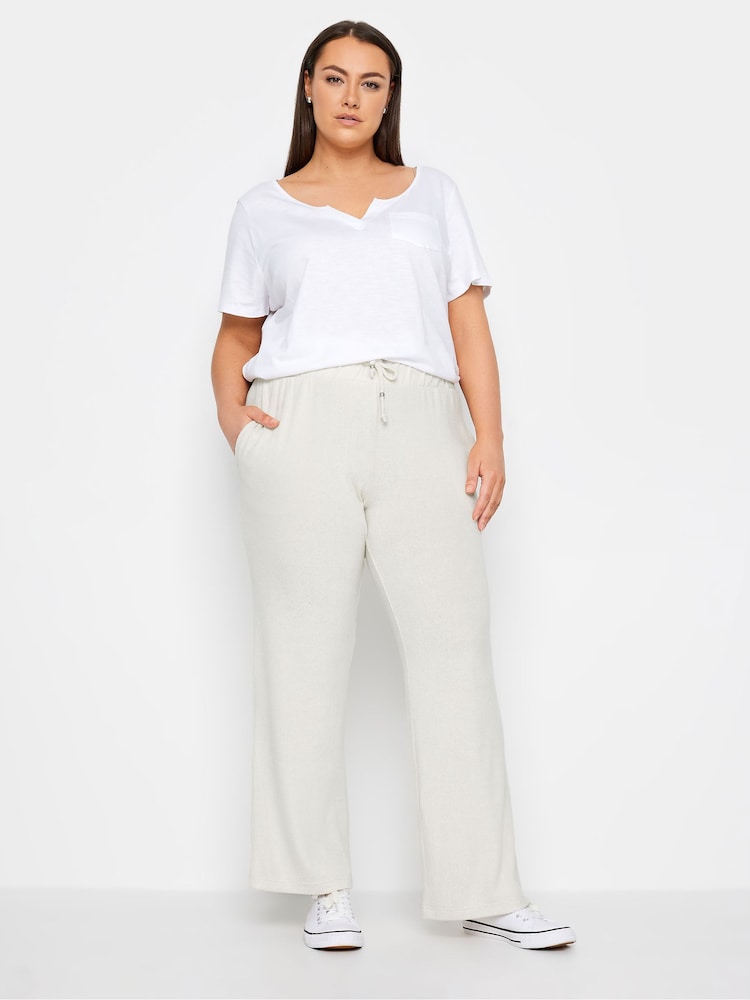 Evans Cream Soft Touch Wide Leg Trousers - Image 2 of 2