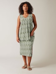 Evans Olive Green Ikat Crinkle Vest Top - Image 2 of 5