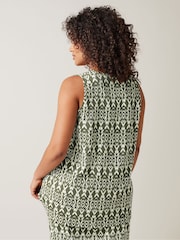 Evans Olive Green Ikat Crinkle Vest Top - Image 3 of 5