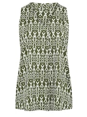 Evans Olive Green Ikat Crinkle Vest Top - Image 5 of 5
