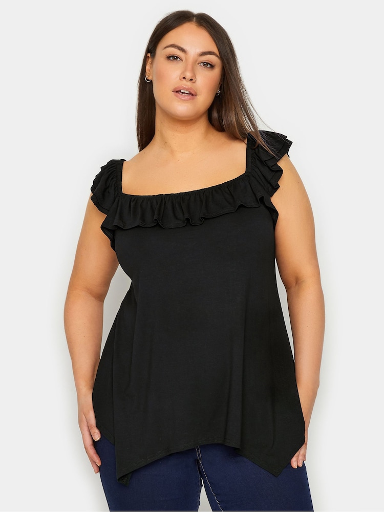 Evans Frill Hanky Hem Black Top - Image 1 of 1