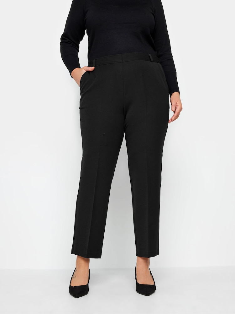 Evans Elasticated Straight Leg Black Trousers - Image 1 of 2