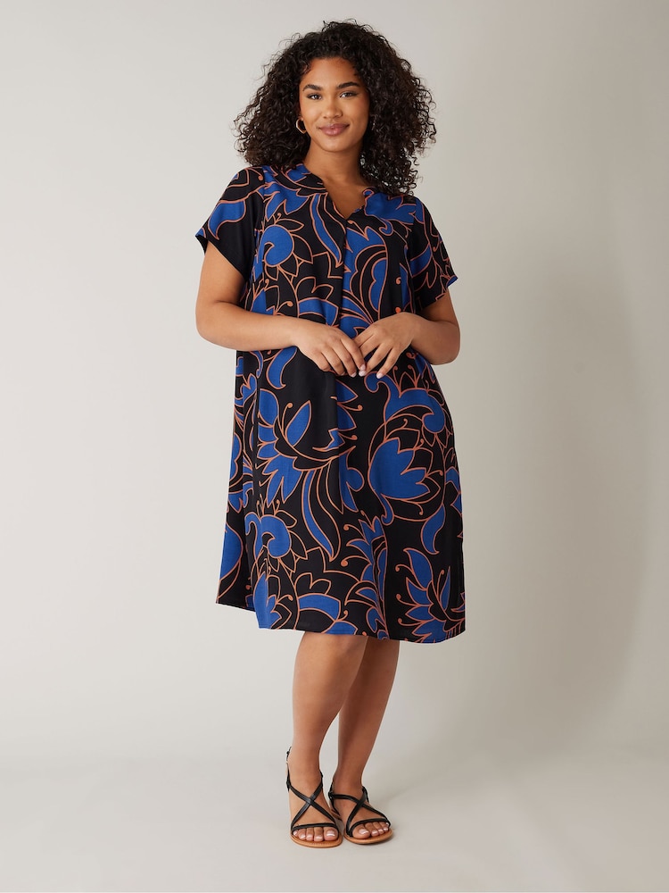 Evans Printed Shift Black Dress - Image 2 of 5
