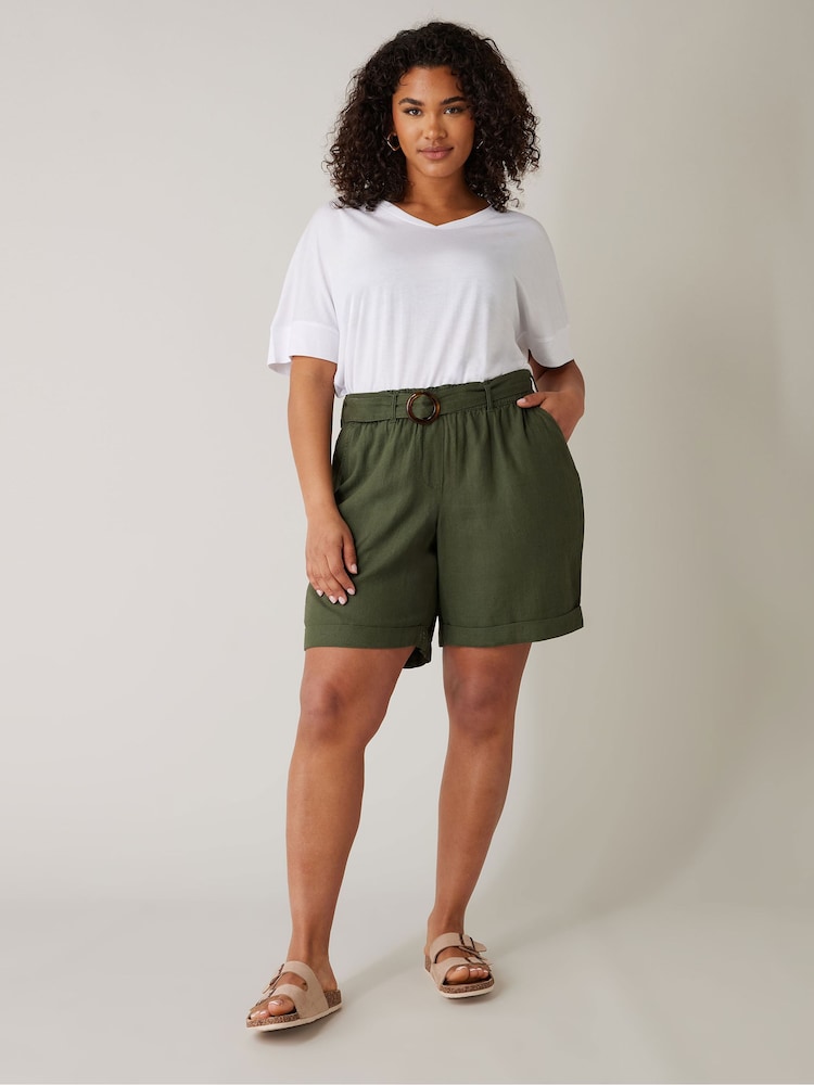 Evans Green Paperbag Waist Shorts - Image 2 of 5