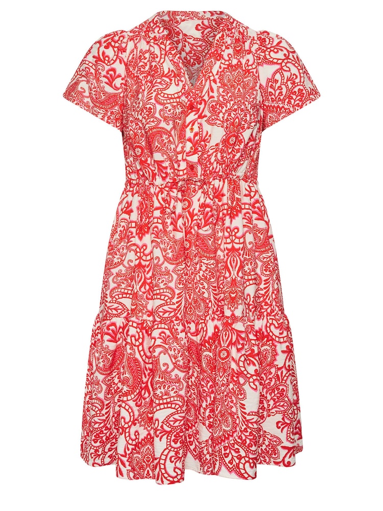 Evans Red Paisley Print Short Shirt Dress - Image 5 of 5