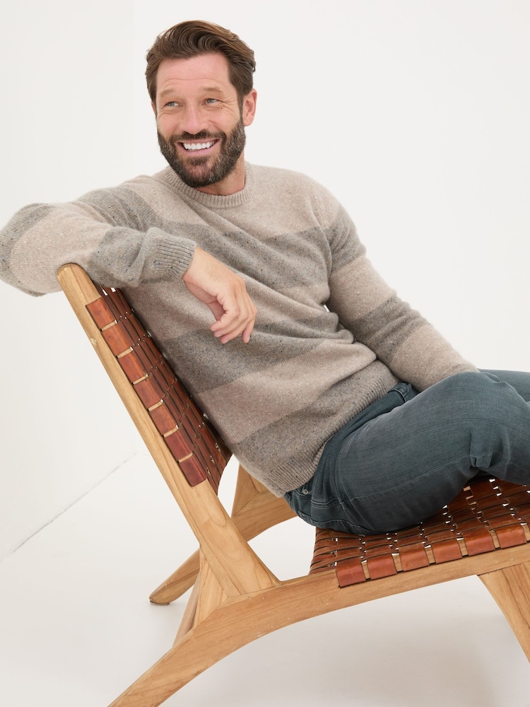 FatFace Natural Lambswool Knitted Crew Jumper - Image 2 of 5 FatFace Natural Lambswool Knitted Crew Jumper - Image 2 of 5