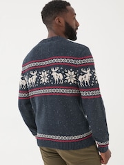 FatFace Navy Moose Crew Jumper - Image 2 of 6